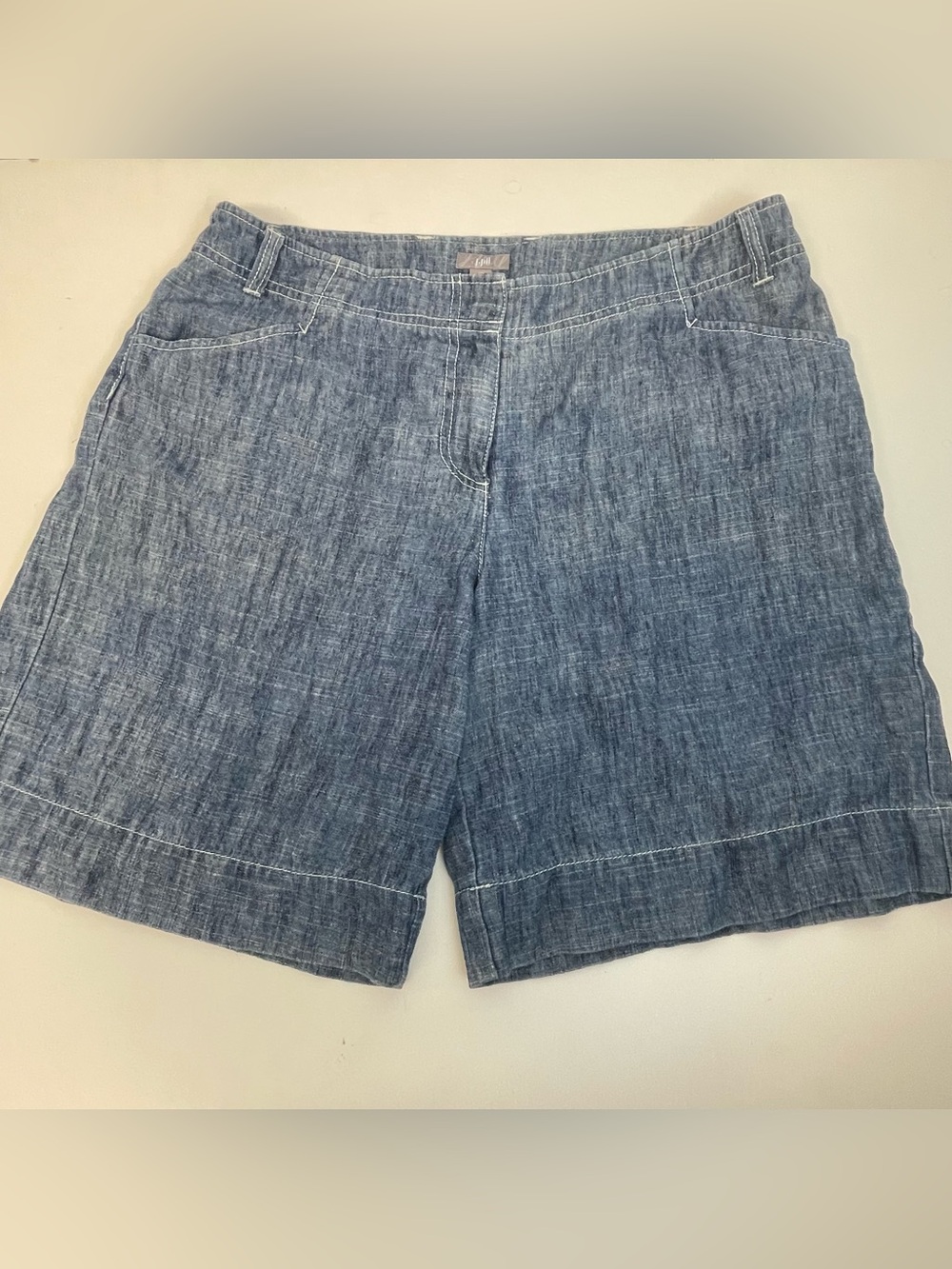 J Jill Women’s Chambray Linen Blend  Shorts - Blue Size 12
